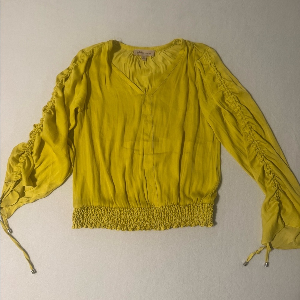 Philosophy Yellow Ruched Blouse